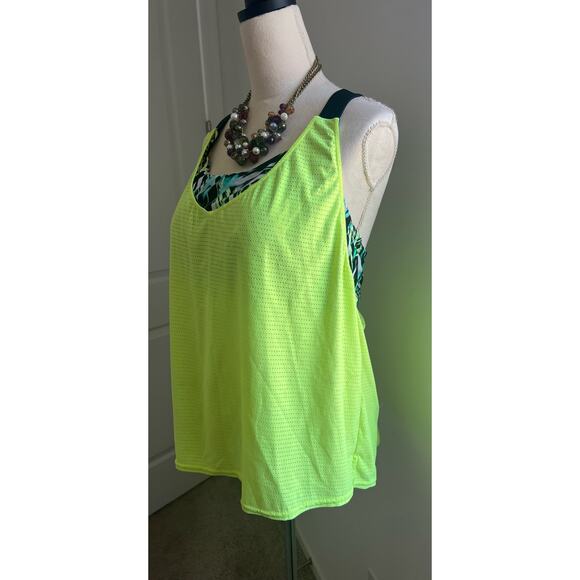 ZeroXposur Mesh Racerback Tankini Builtin Bra Black/Yellow/Teal UPF 30+Sun 0X - Picture 6 of 11